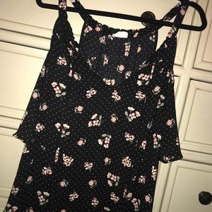 Floral shirt, with peek-a-boo shoulders.